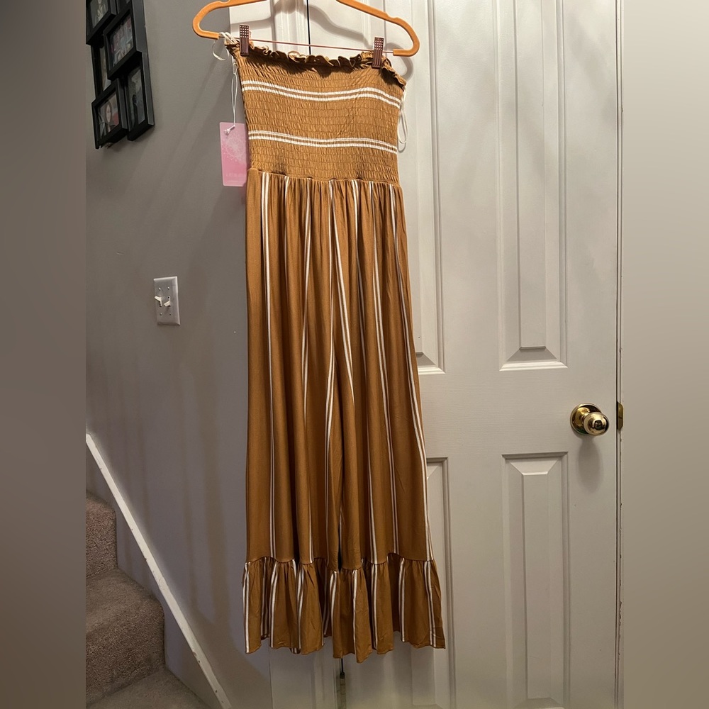 Fashion on Earth NWT Strapless Striped Jumpsuit - size Med